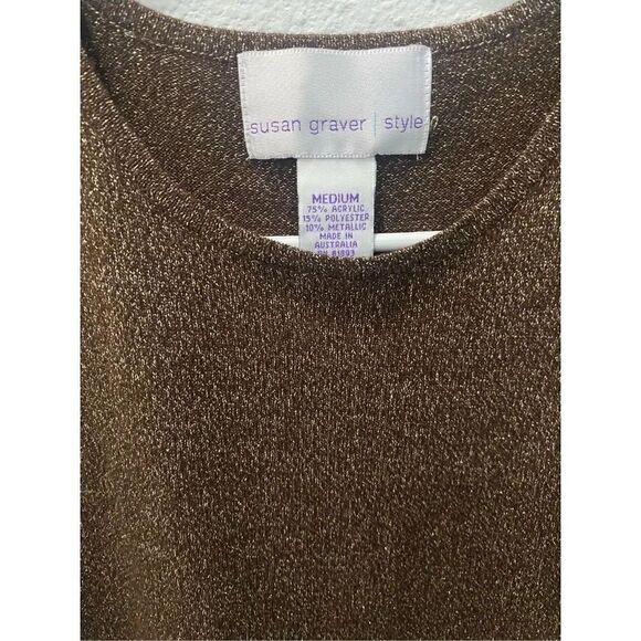 Susan Graver Brown Metalic Tank Size Medium - Picture 2 of 4